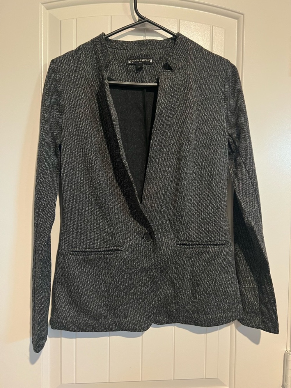 Banana Republic Women's Charcoal Herringbone Single-Button Blazer